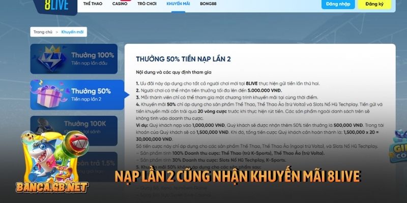 Khuyến mãi 8Live tháng này có gì mới? Cập nhật ngay kẻo lỡ 3 Nạp lần 2 cũng nhận khuyến mãi 8Live